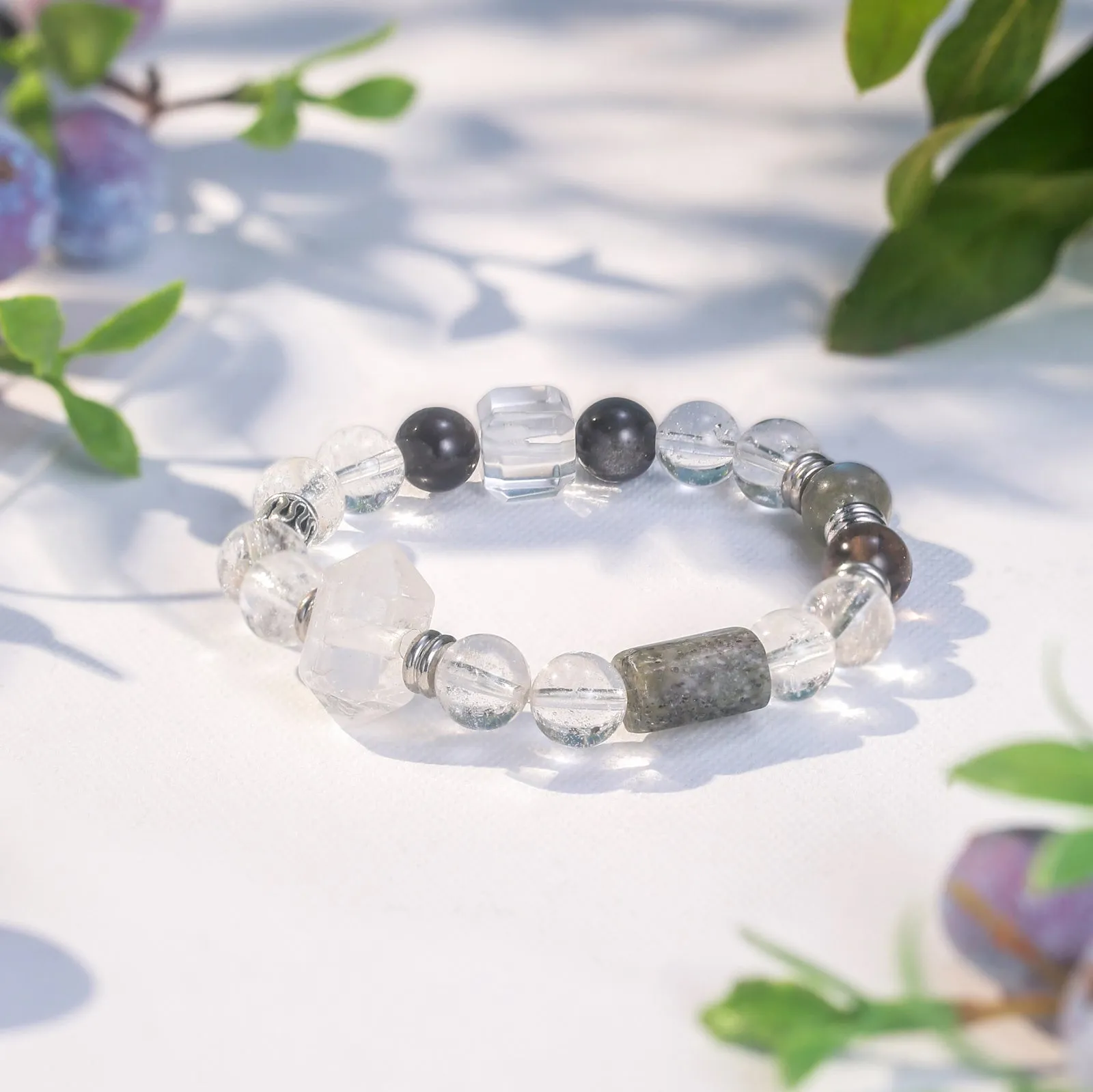 Obsidian and Clear Quartz Bracelet sold by Selenichast product image thumbnail 3