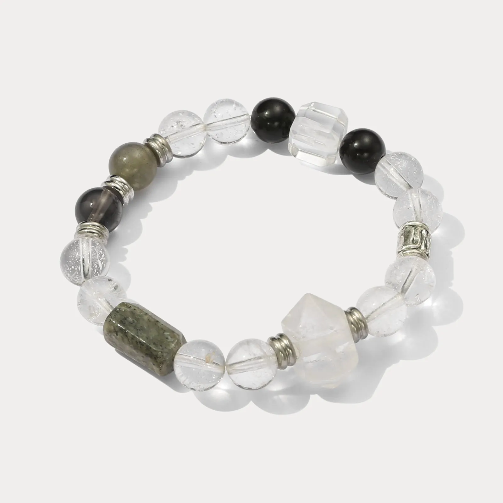 Obsidian and Clear Quartz Bracelet sold by Selenichast product image thumbnail 2