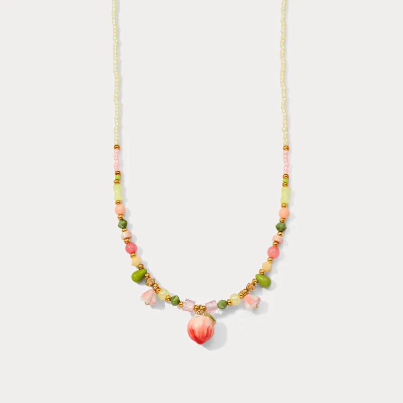 Peach Beaded Necklace sold by Selenichast