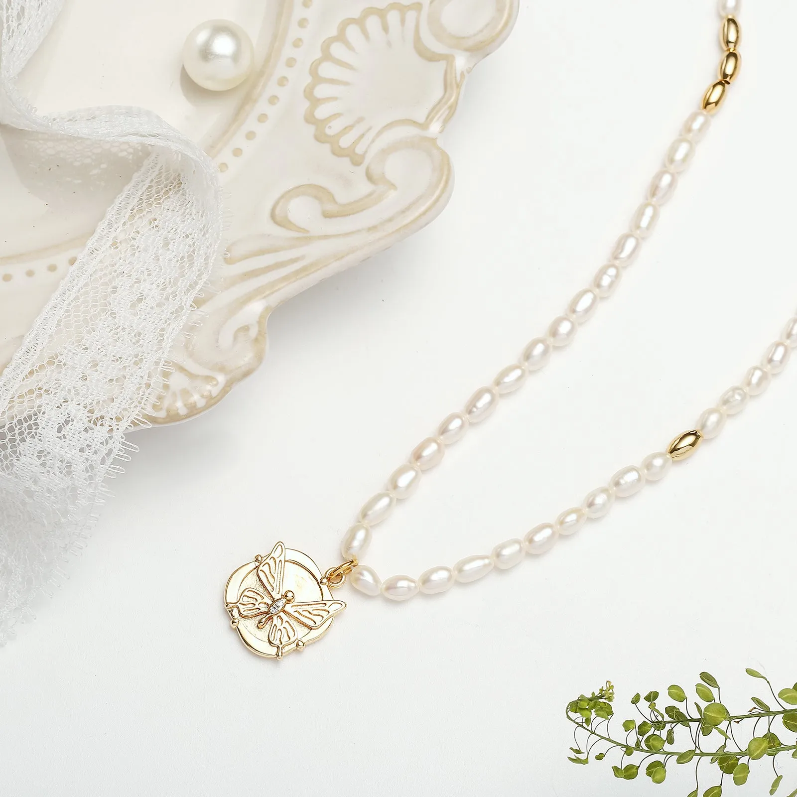 Butterfly Pearl Necklace sold by Selenichast product image thumbnail 4