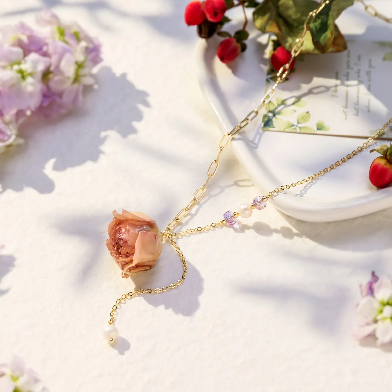 Dried Rose Necklace sold by Selenichast product image thumbnail 2