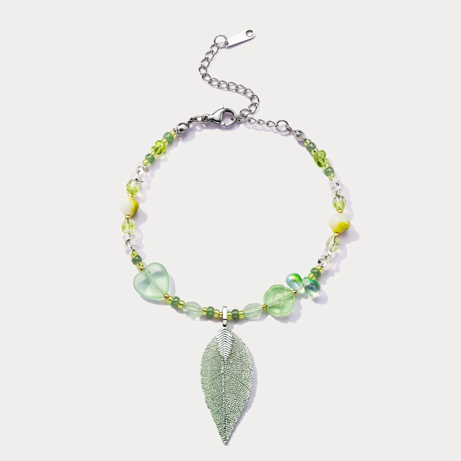Green Leaf Bead Bracelet sold by Selenichast