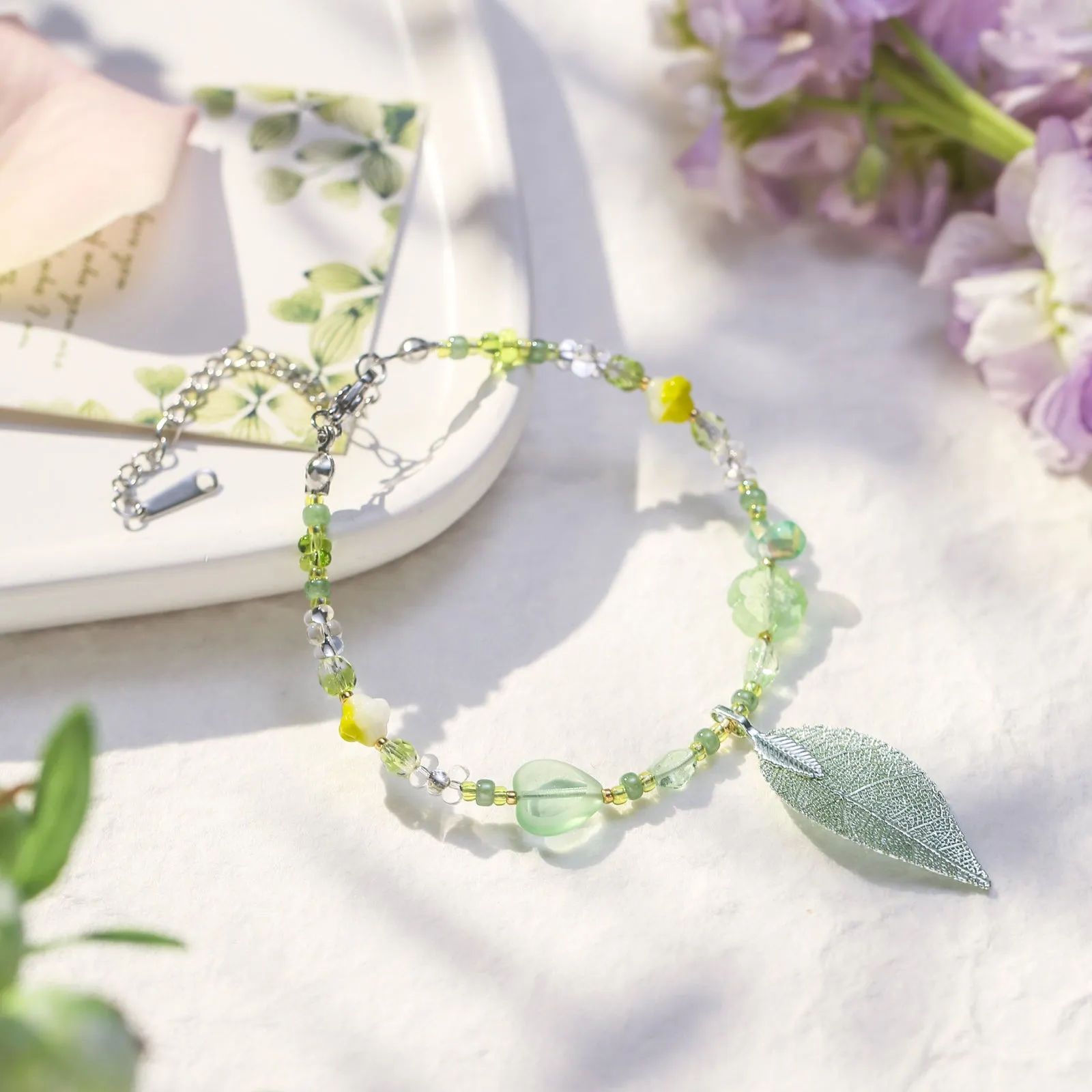 Green Leaf Bead Bracelet sold by Selenichast product image thumbnail 2