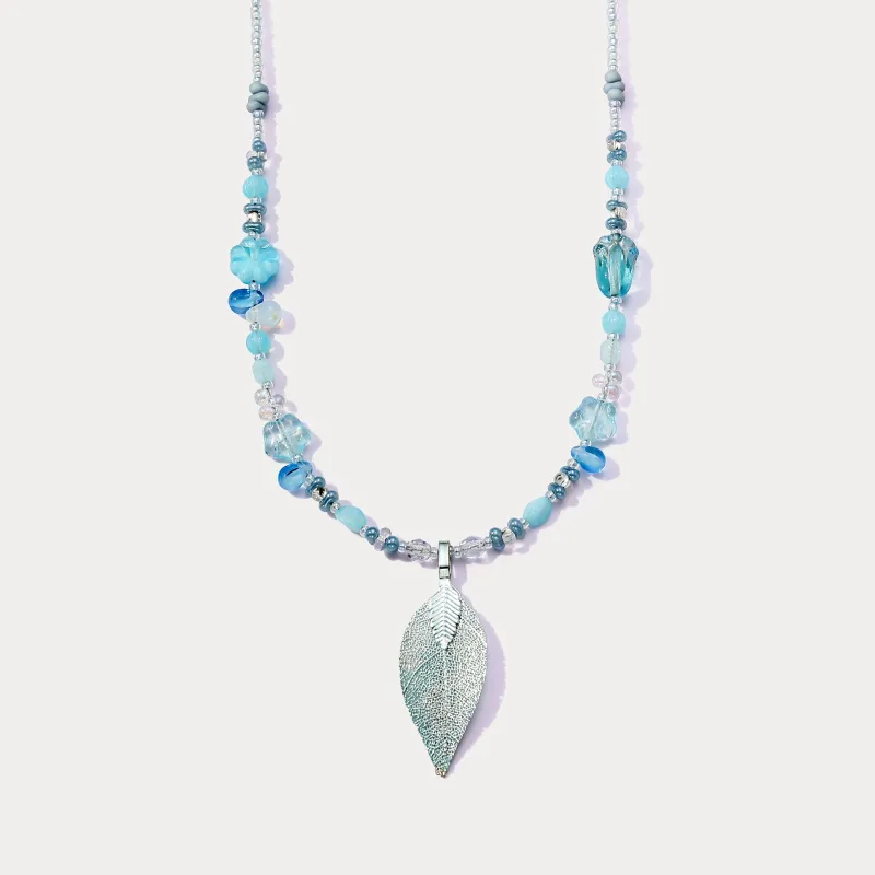 Blue Leaf Bead Necklace sold by Selenichast