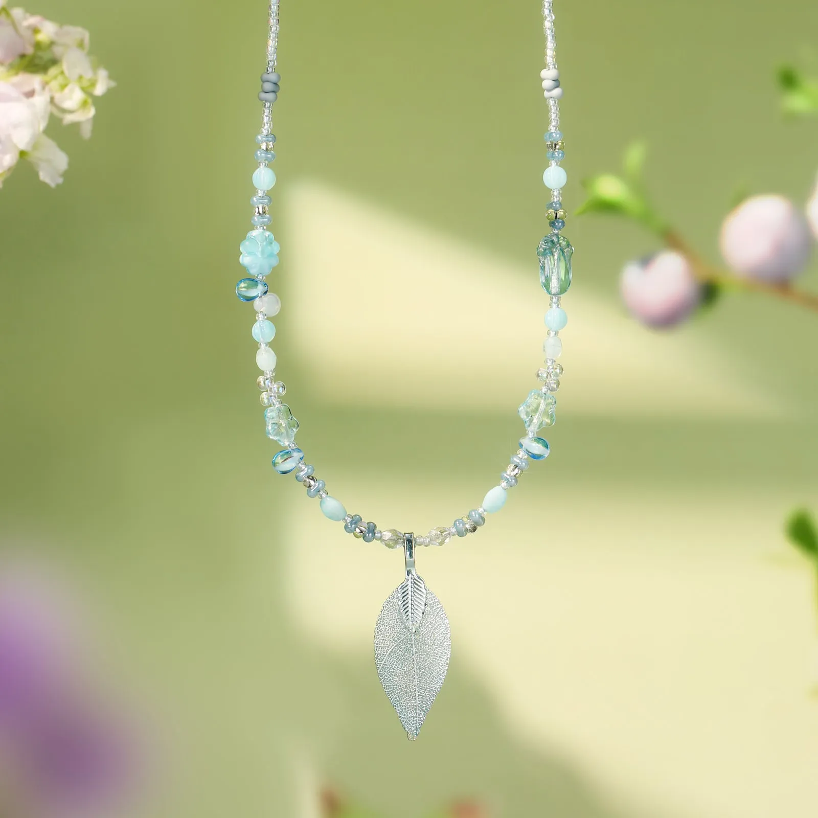 Blue Leaf Bead Necklace sold by Selenichast product image thumbnail 3