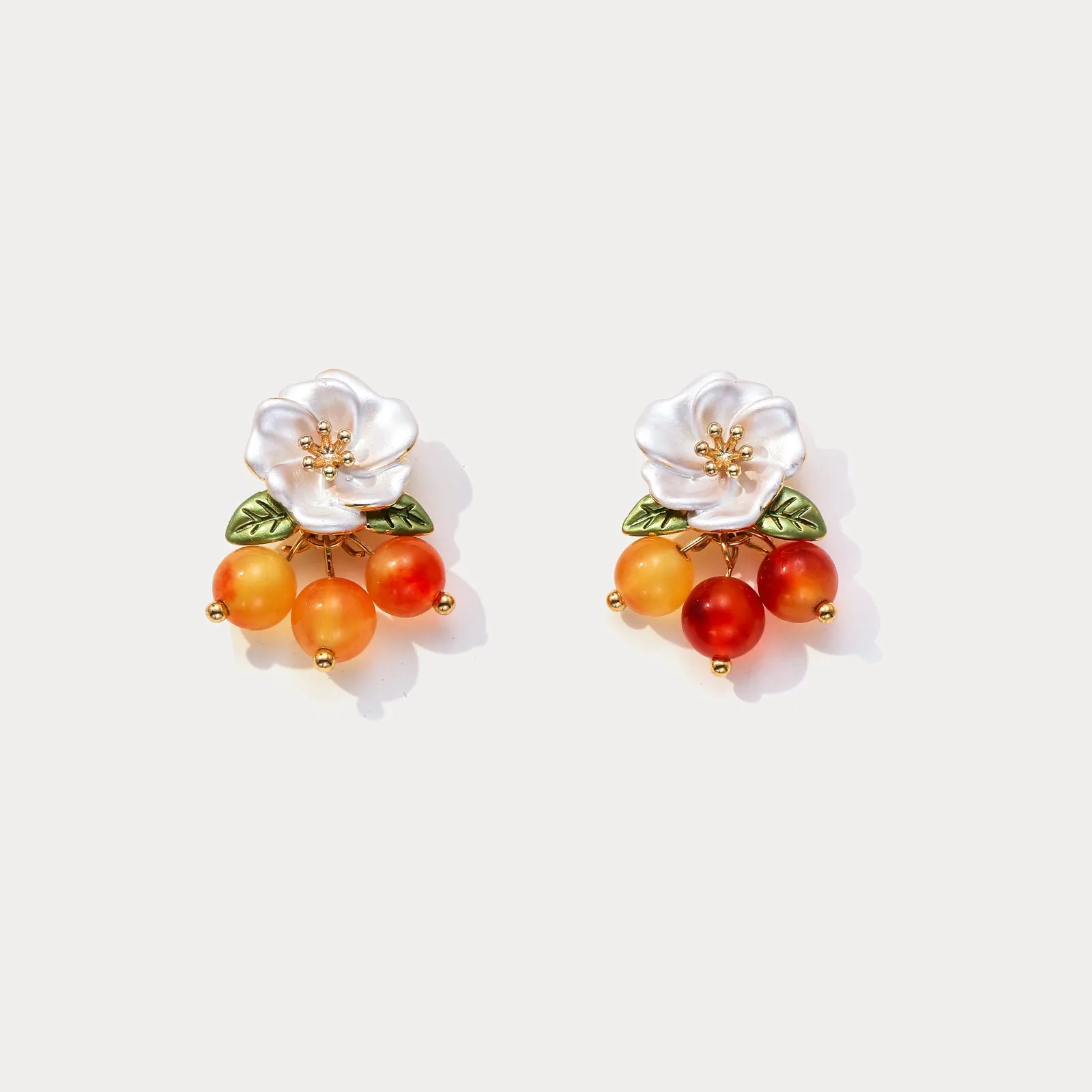 Orange Berry Flower Earrings sold by Selenichast