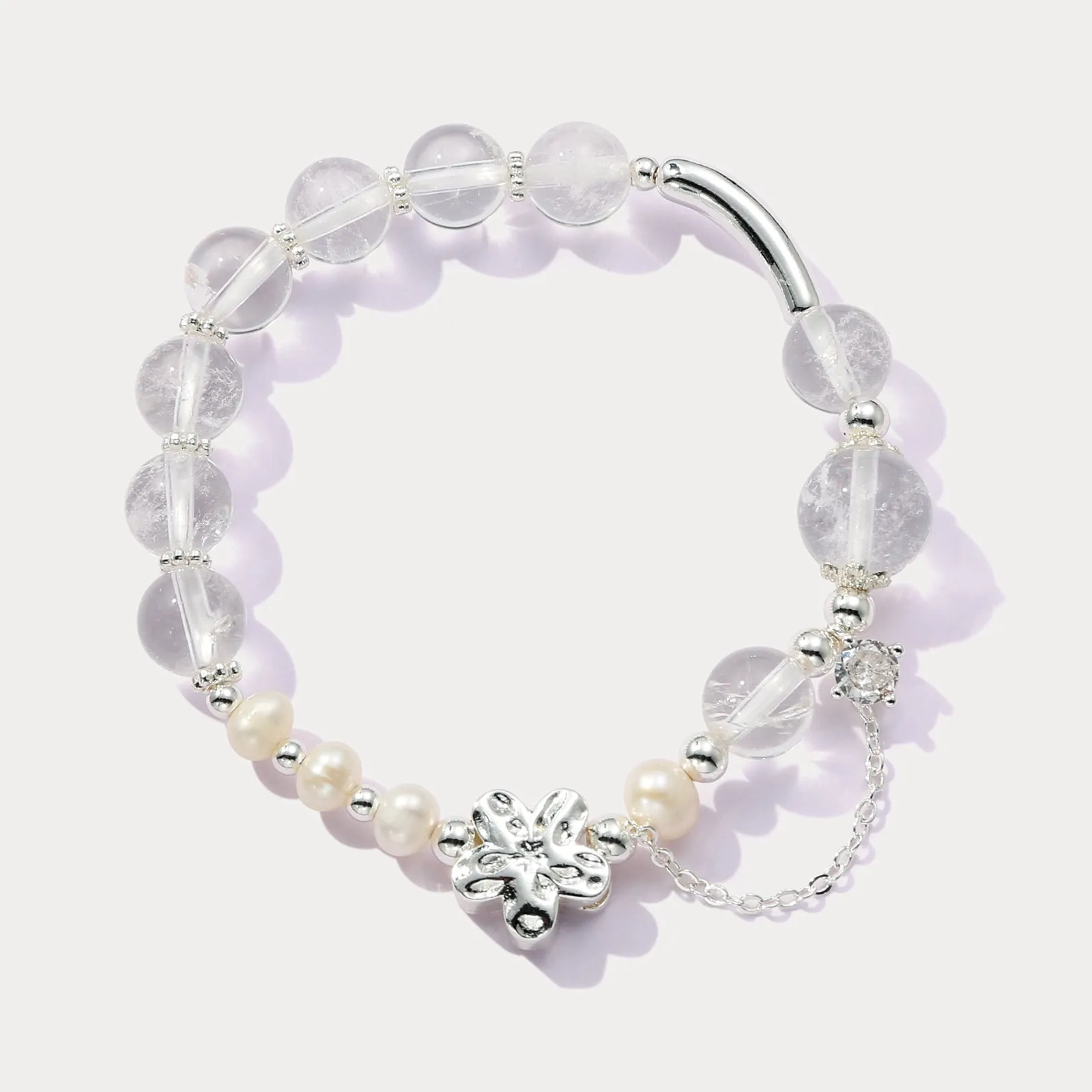 Clear Quartz Pearl Bracelet sold by Selenichast