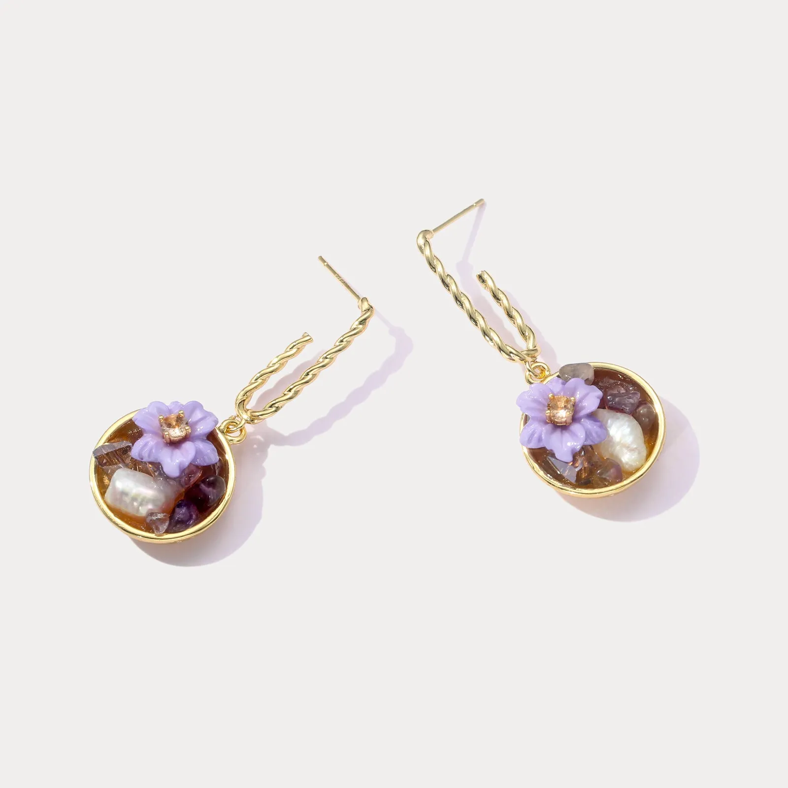 Purple Flower Pearl Earrings sold by Selenichast product image thumbnail 3