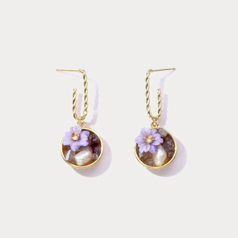 Purple Flower Pearl Earrings sold by Selenichast