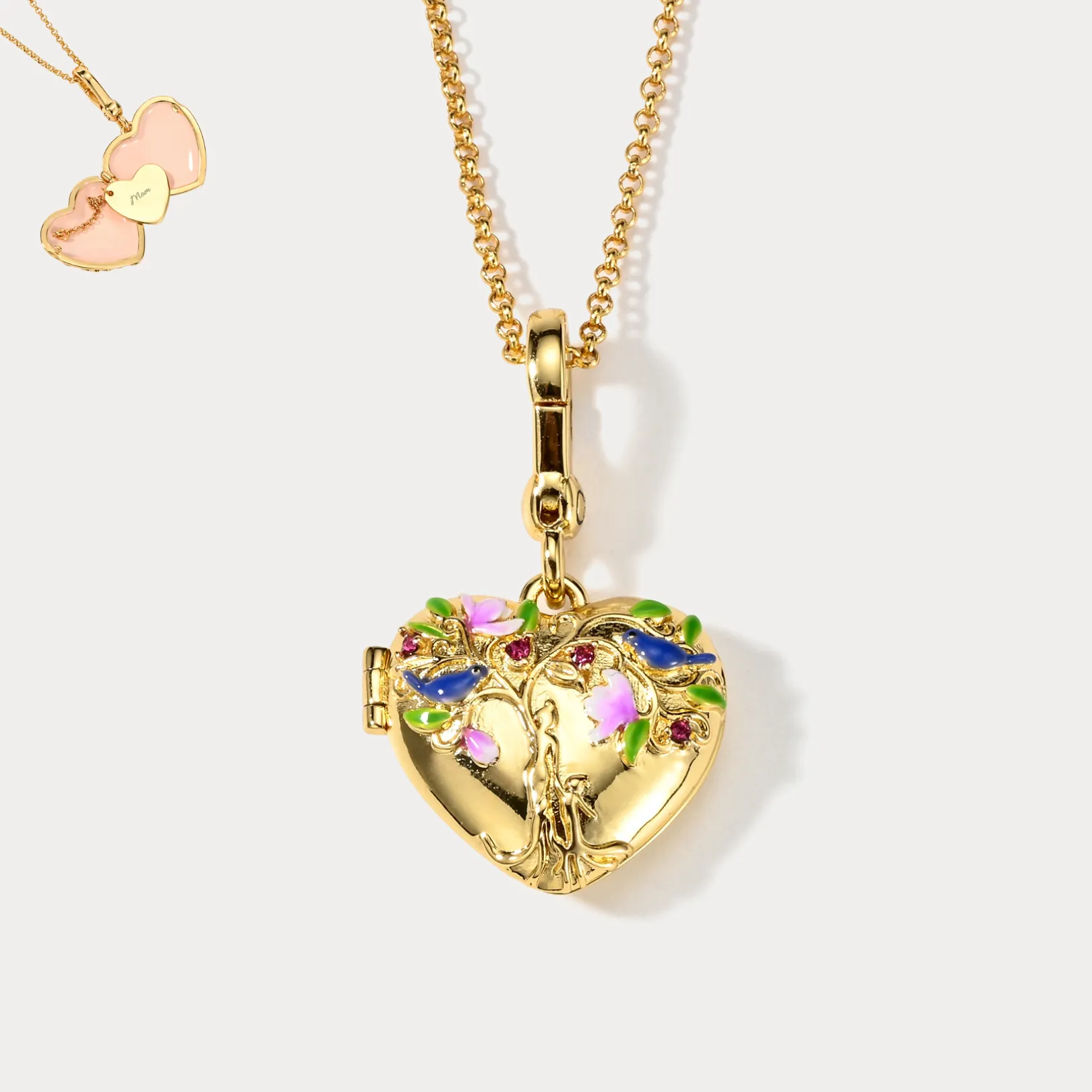 Tree of Life Heart Locket Necklace sold by Selenichast product image thumbnail 5