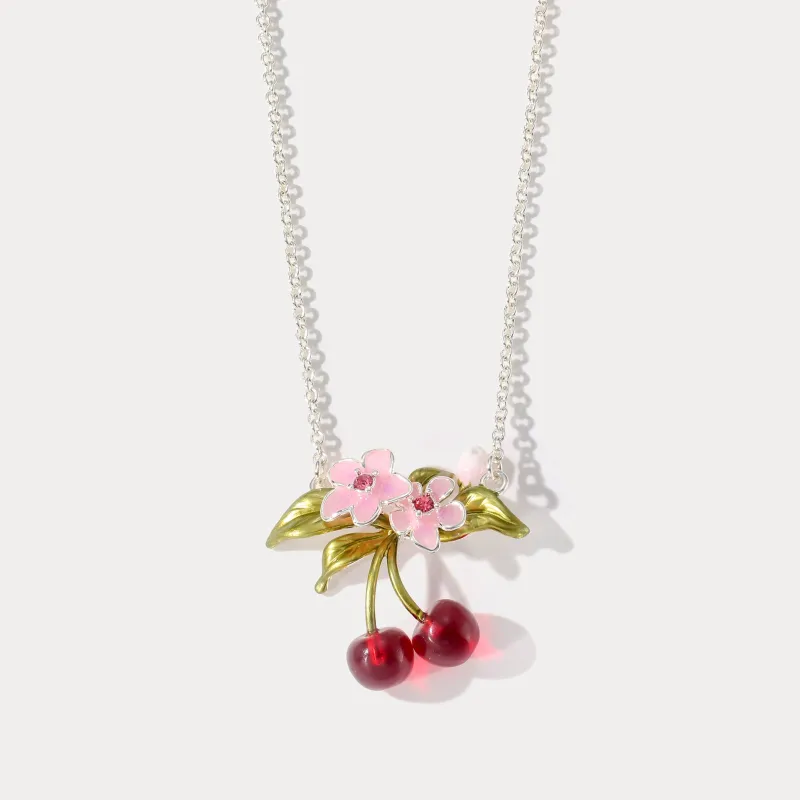 Sliver Flower Cherry Necklace sold by Selenichast