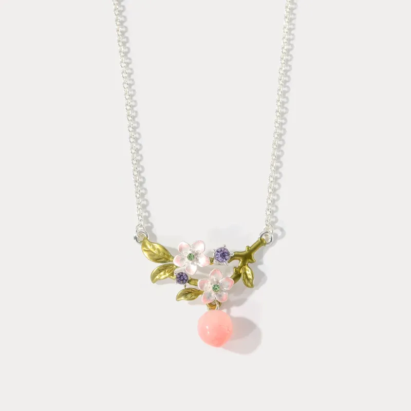 Silver Peach Flower Necklace sold by Selenichast