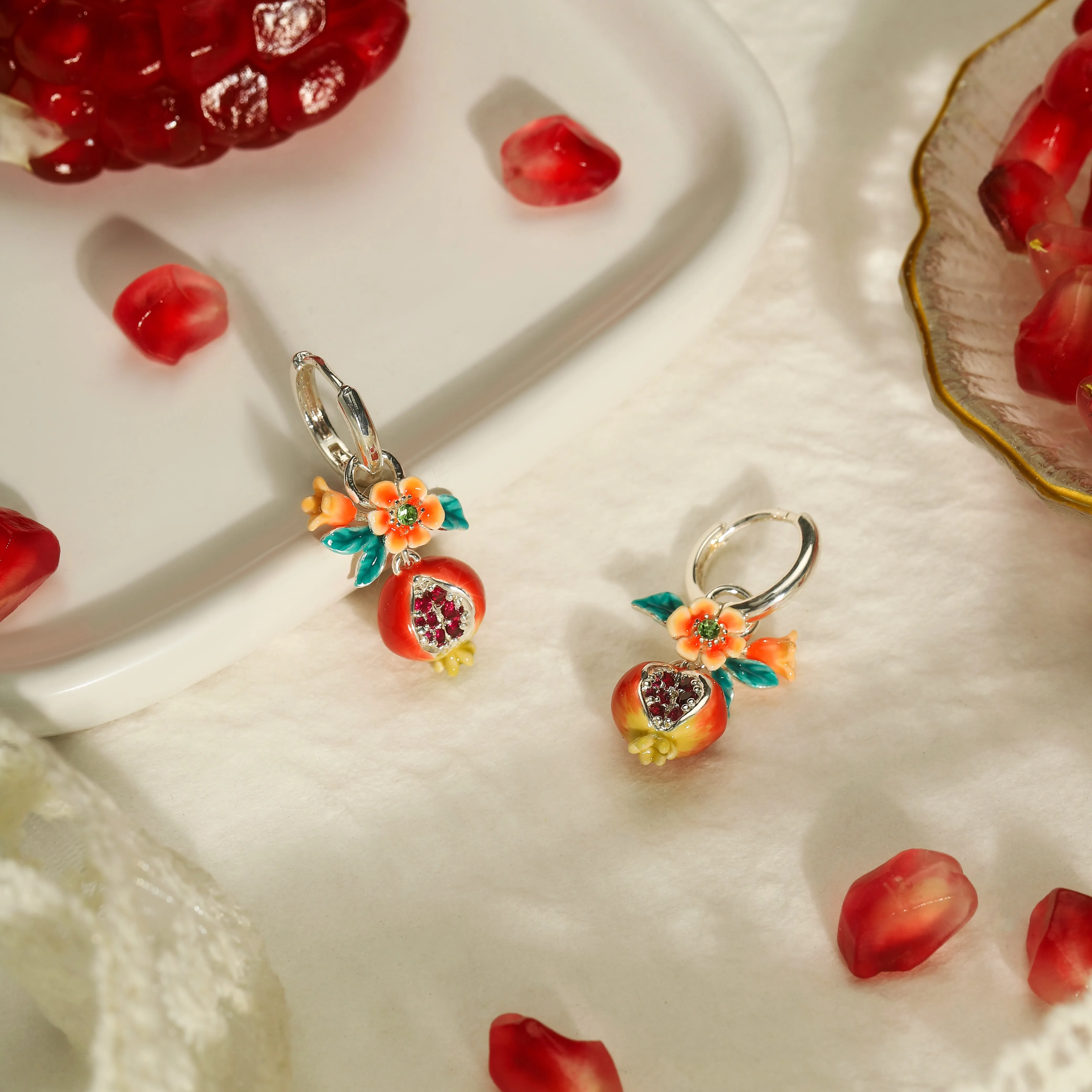 Sliver Pomegranate Flower Earrings sold by Selenichast product image thumbnail 2