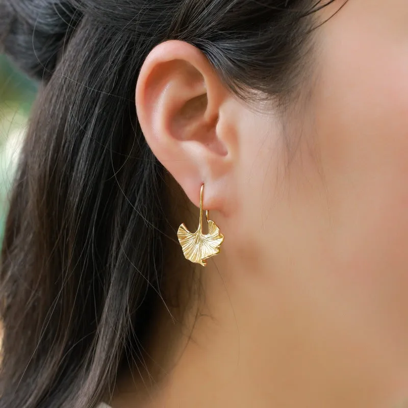 Gold Ginkgo Leaf Earrings sold by Selenichast product image thumbnail 2