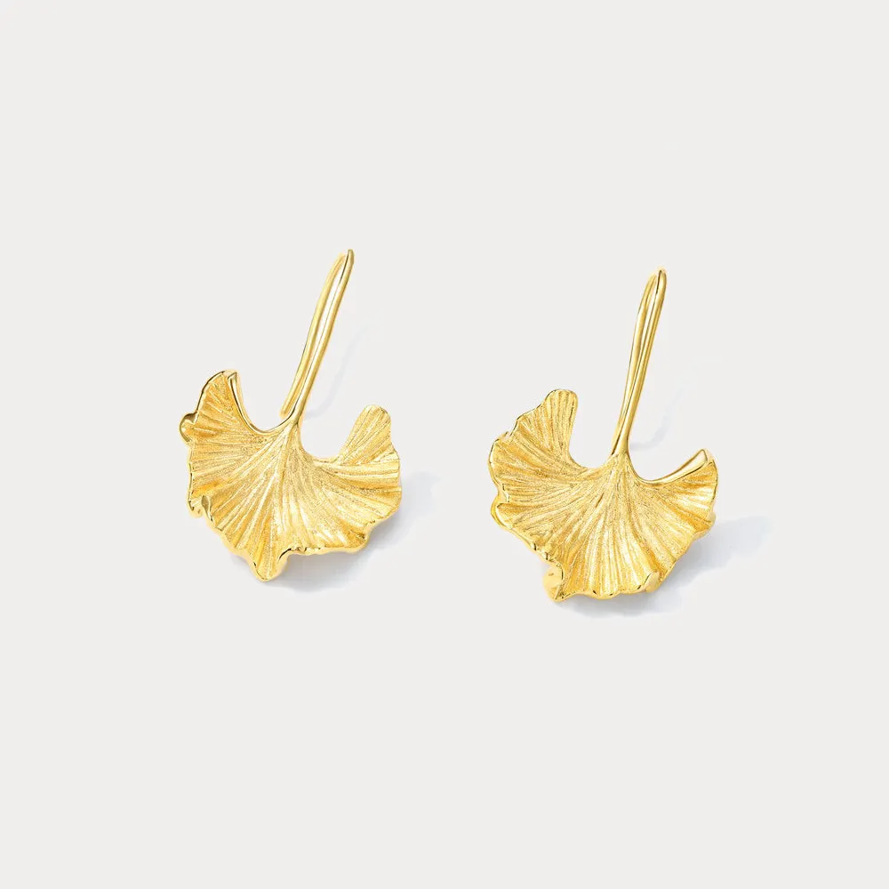 Gold Ginkgo Leaf Earrings sold by Selenichast product image thumbnail 3