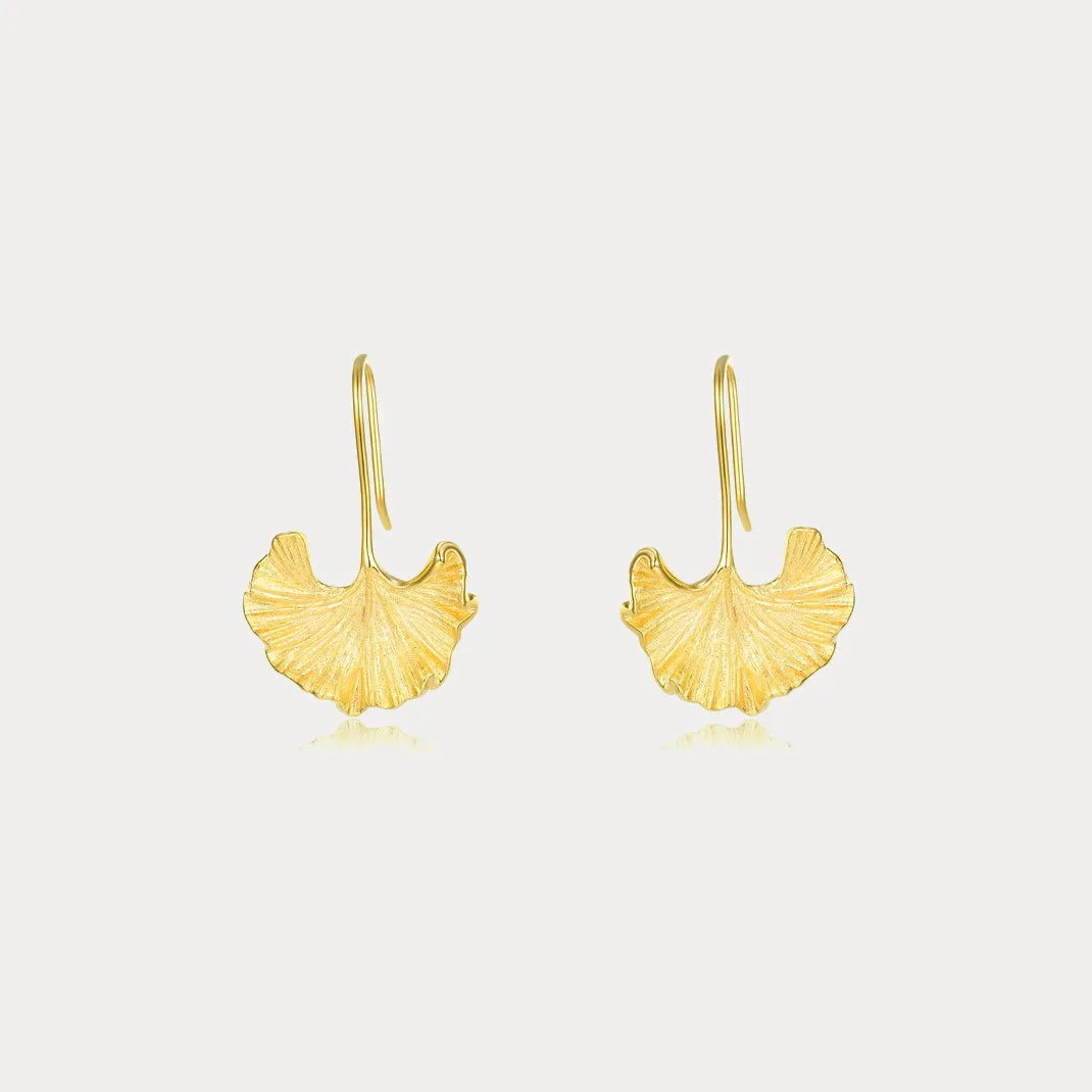 Gold Ginkgo Leaf Earrings sold by Selenichast