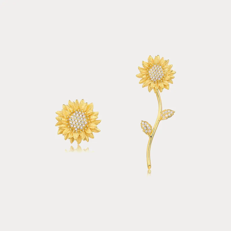 Gold Sunflower Earrings sold by Selenichast