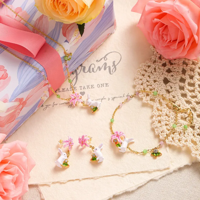 Lily Rabbit Jewelry Set with Gift Wrapping sold by Selenichast