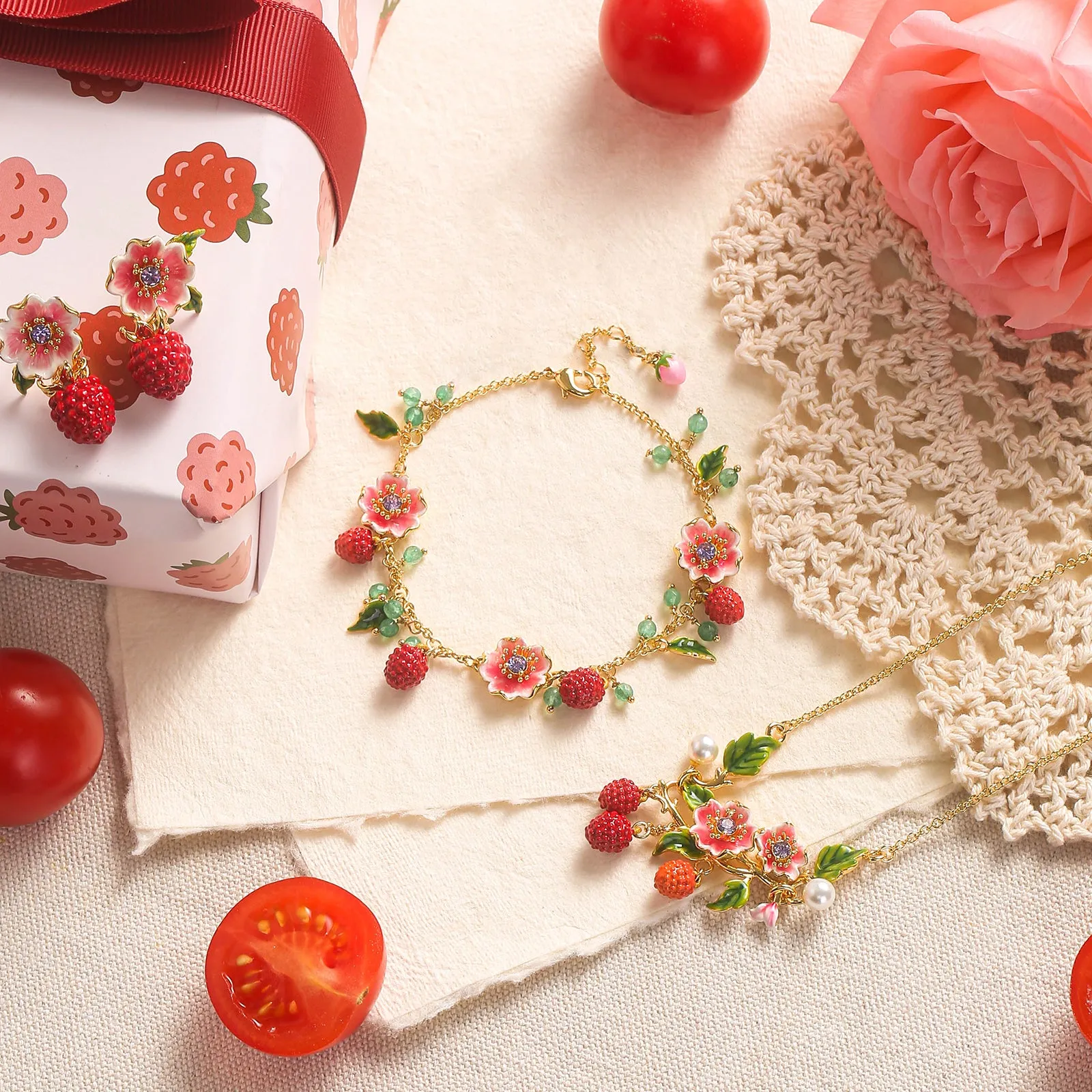 Raspberry Jewelry Set with Gift Wrapping sold by Selenichast product image thumbnail 2