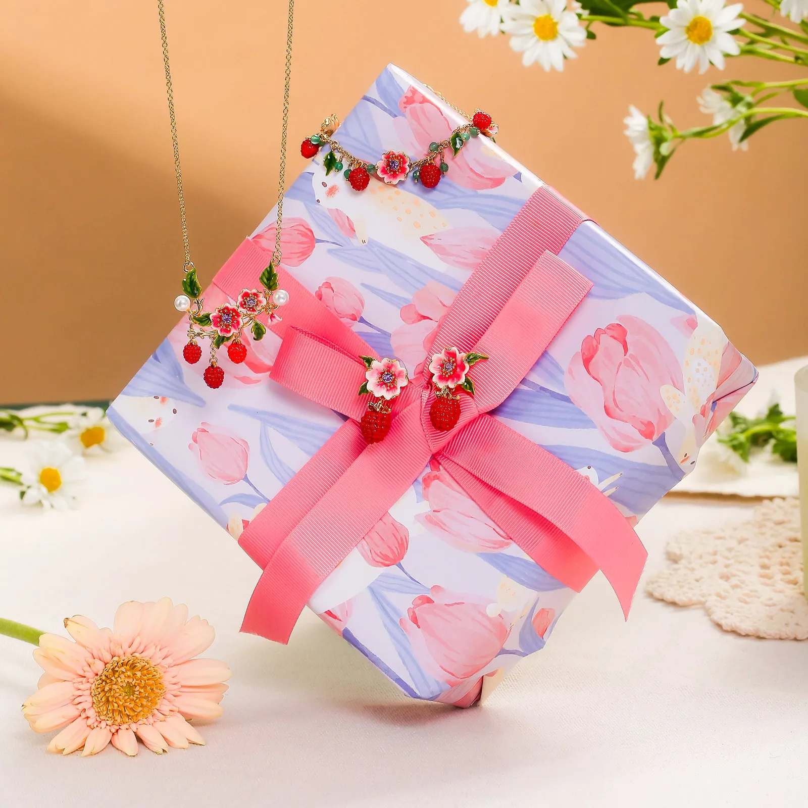 Raspberry Jewelry Set with Gift Wrapping sold by Selenichast product image thumbnail 3