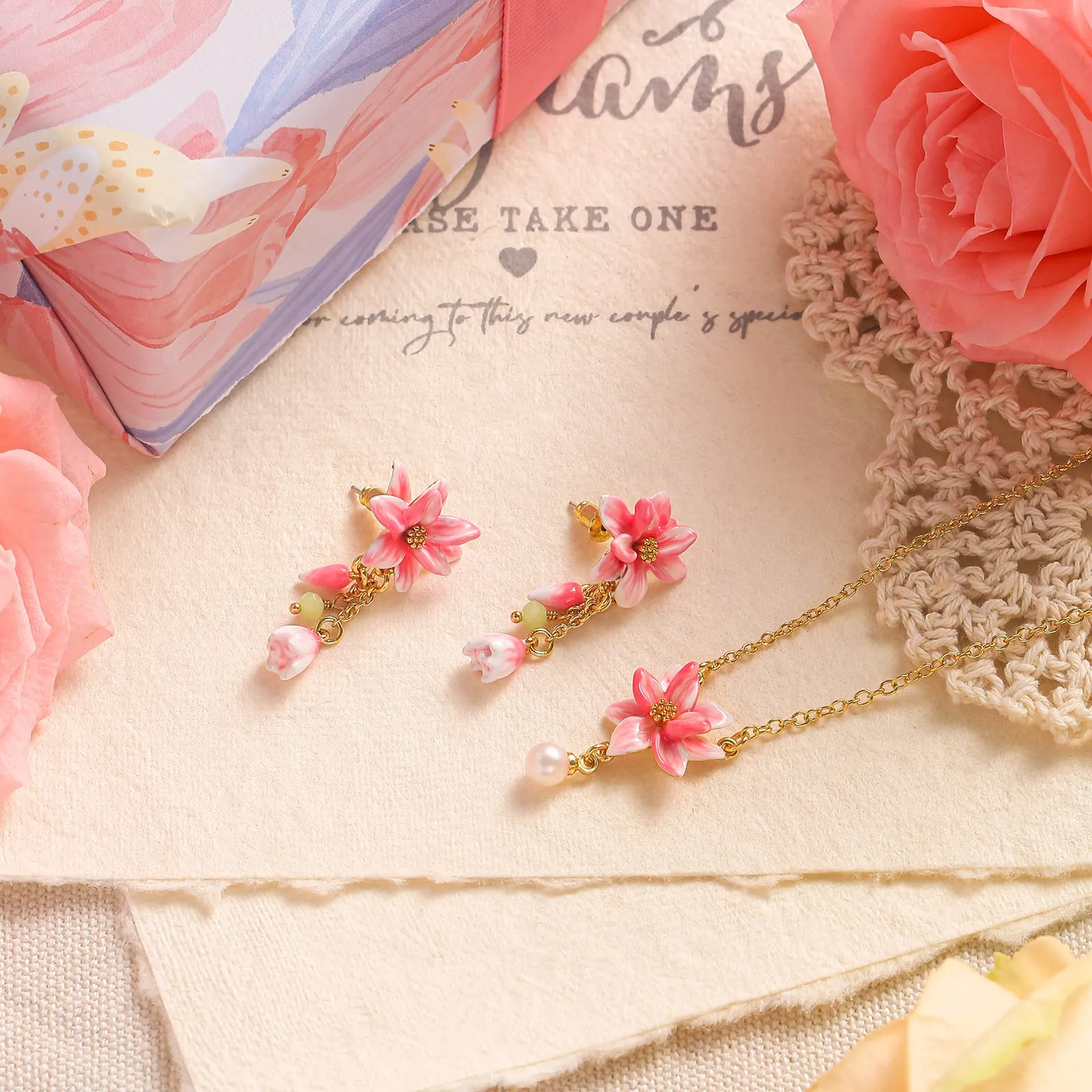 Magnolia Jewelry Set with Gift Wrapping sold by Selenichast product image thumbnail 2