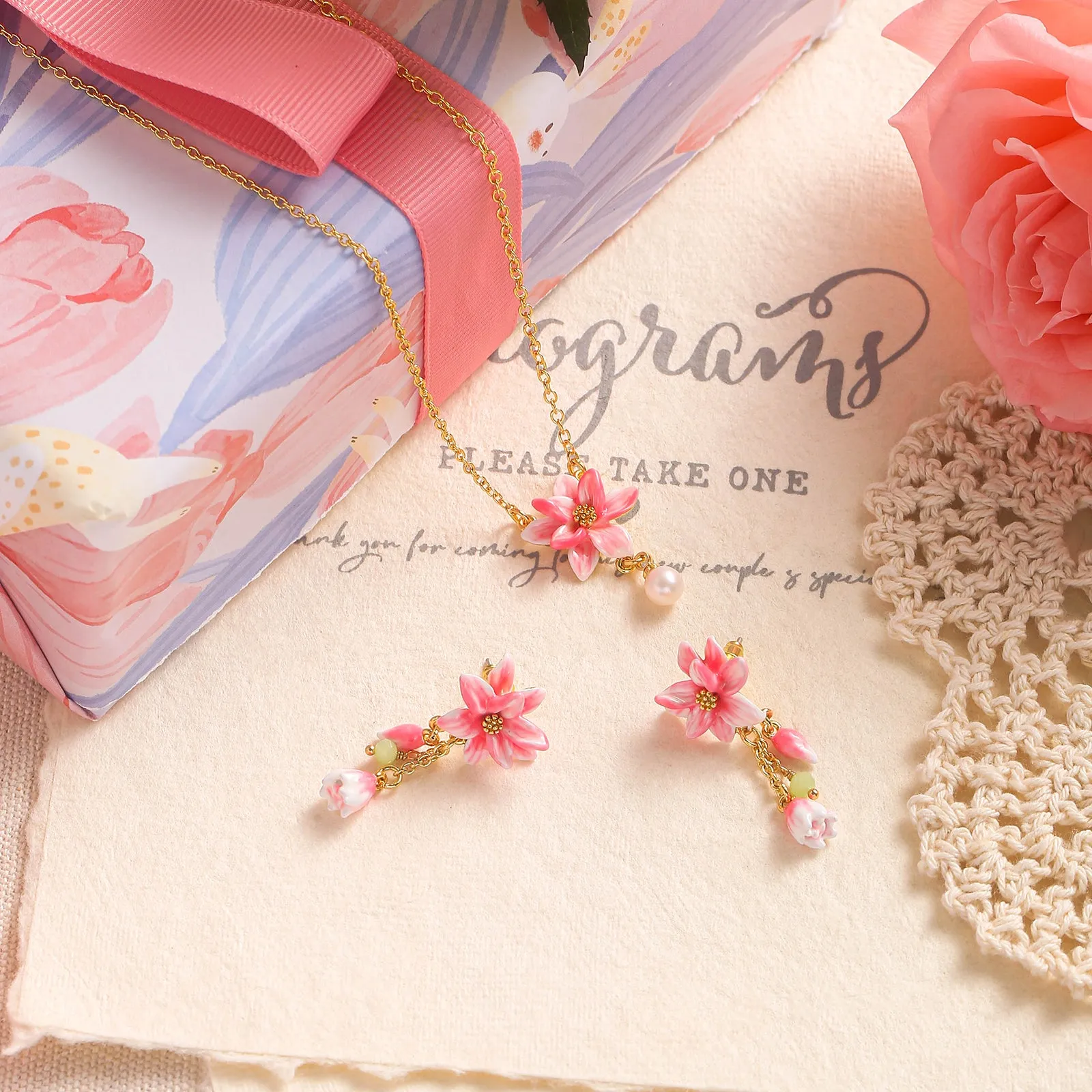 Magnolia Jewelry Set with Gift Wrapping sold by Selenichast