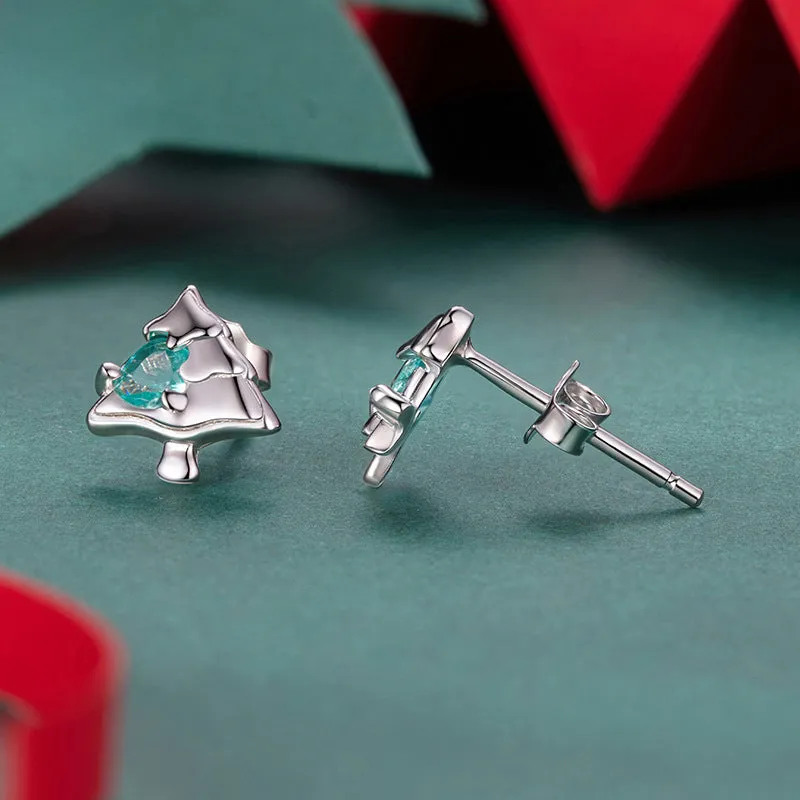 Silver Christmas Tree Stud Earrings sold by Selenichast product image thumbnail 5