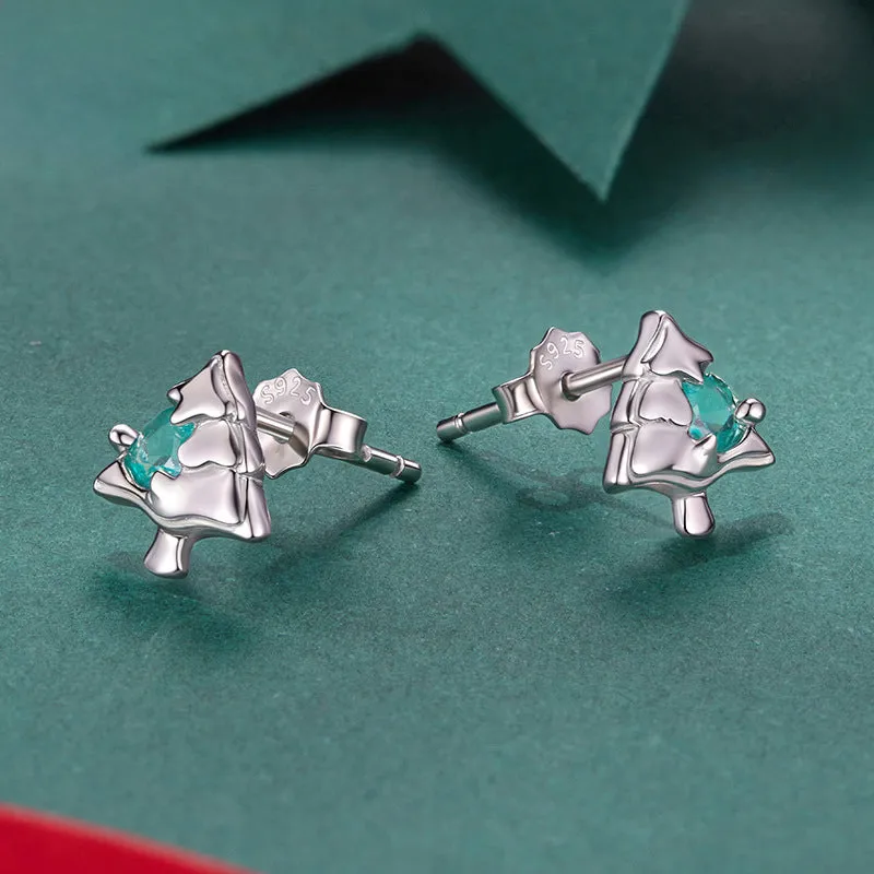 Silver Christmas Tree Stud Earrings sold by Selenichast product image thumbnail 4