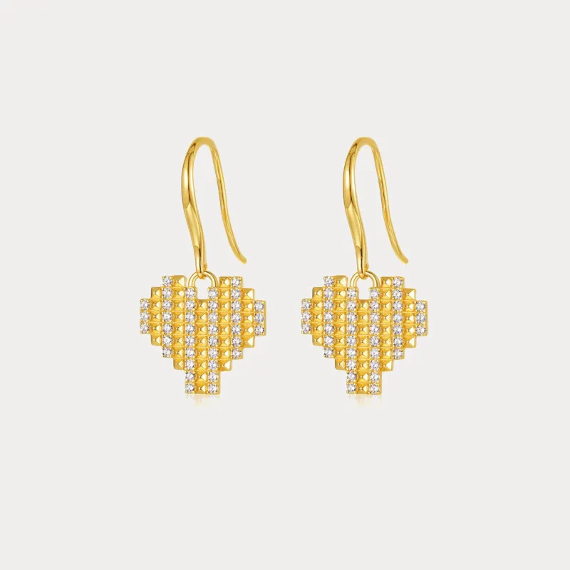Gold Heart Hook Earrings sold by Selenichast