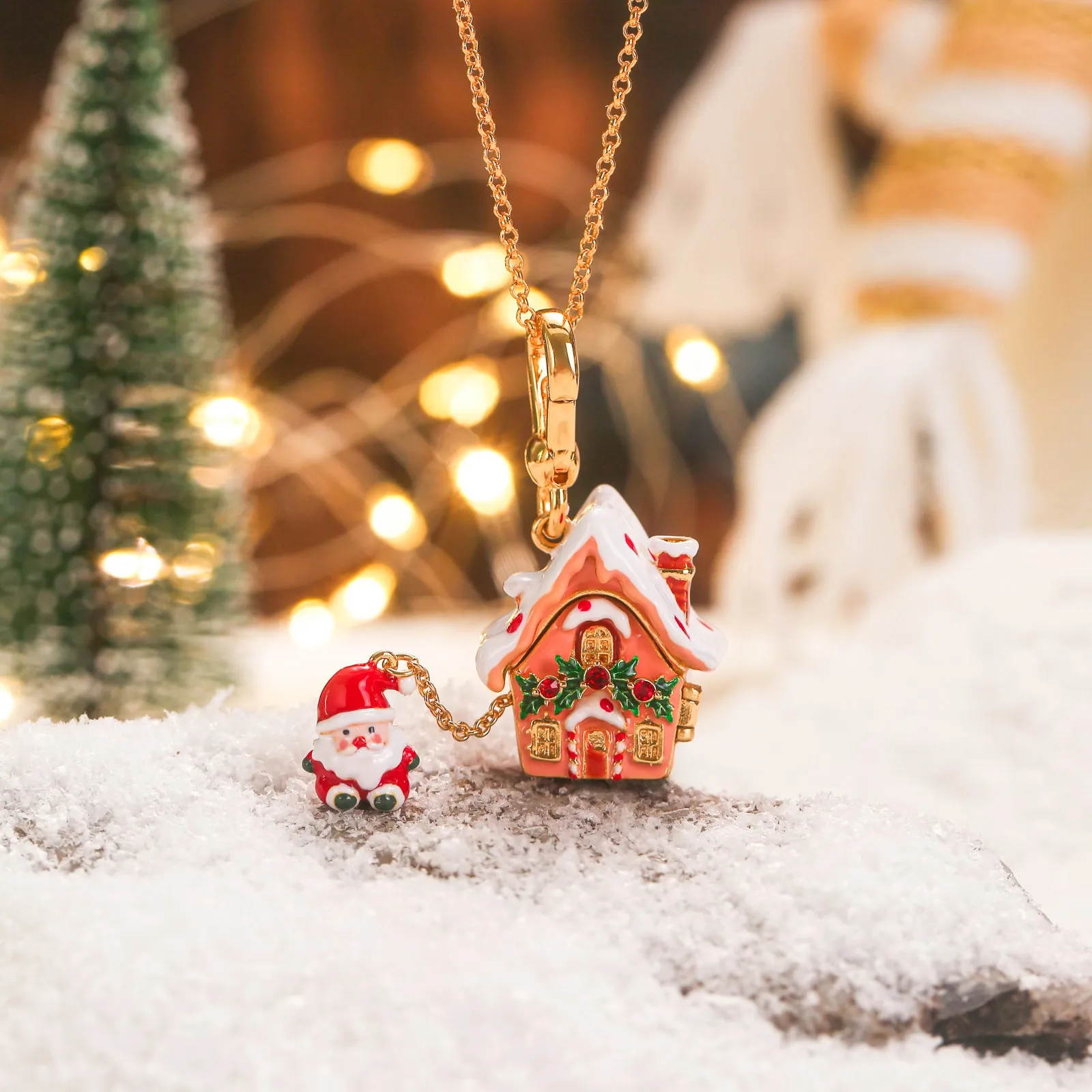 Santa's Snow House Locket Necklace sold by Selenichast product image thumbnail 3