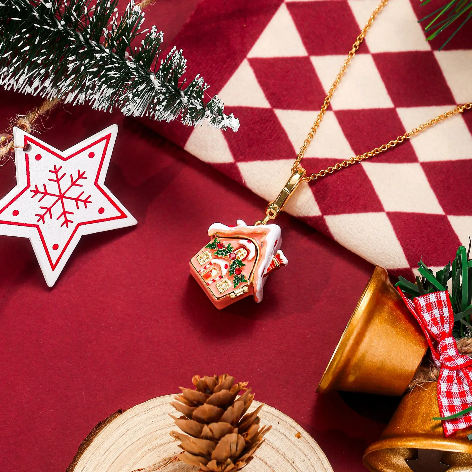 Santa's Snow House Locket Necklace sold by Selenichast product image thumbnail 5