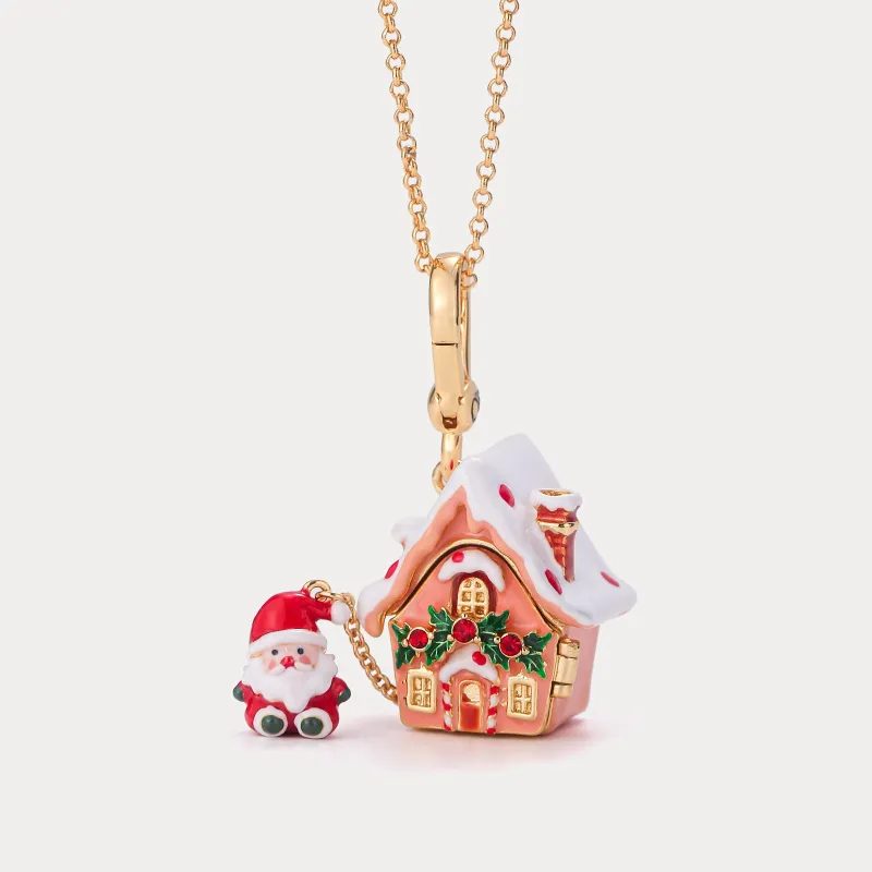 Santa's Snow House Locket Necklace sold by Selenichast