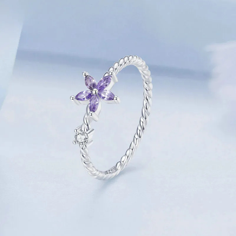 Silver Purple Flower Ring sold by Selenichast product image thumbnail 5