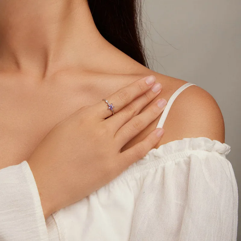 Silver Purple Flower Ring sold by Selenichast product image thumbnail 2