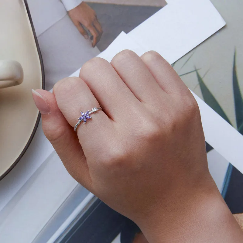 Silver Purple Flower Ring sold by Selenichast product image thumbnail 3