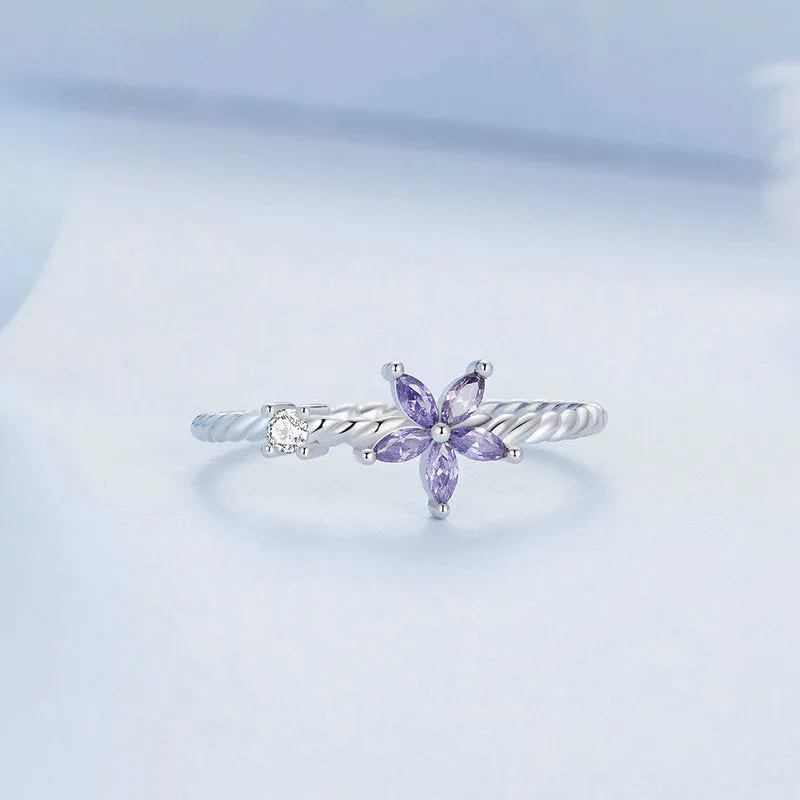 Silver Purple Flower Ring sold by Selenichast product image thumbnail 4