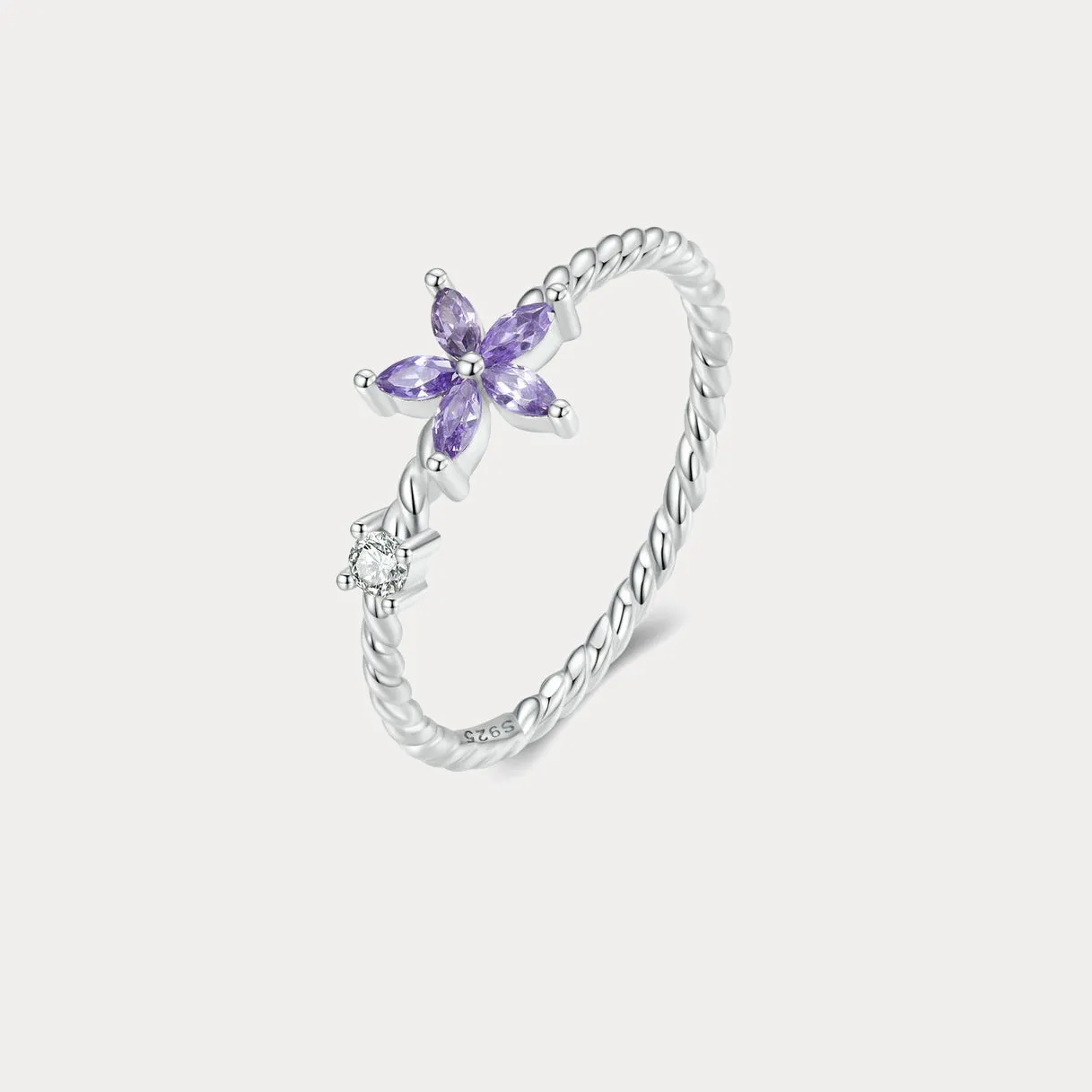 Silver Purple Flower Ring sold by Selenichast