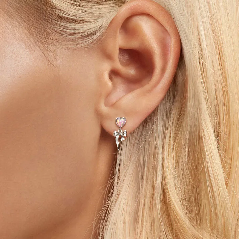 Pink Opal Heart Bow Earrings sold by Selenichast product image thumbnail 2