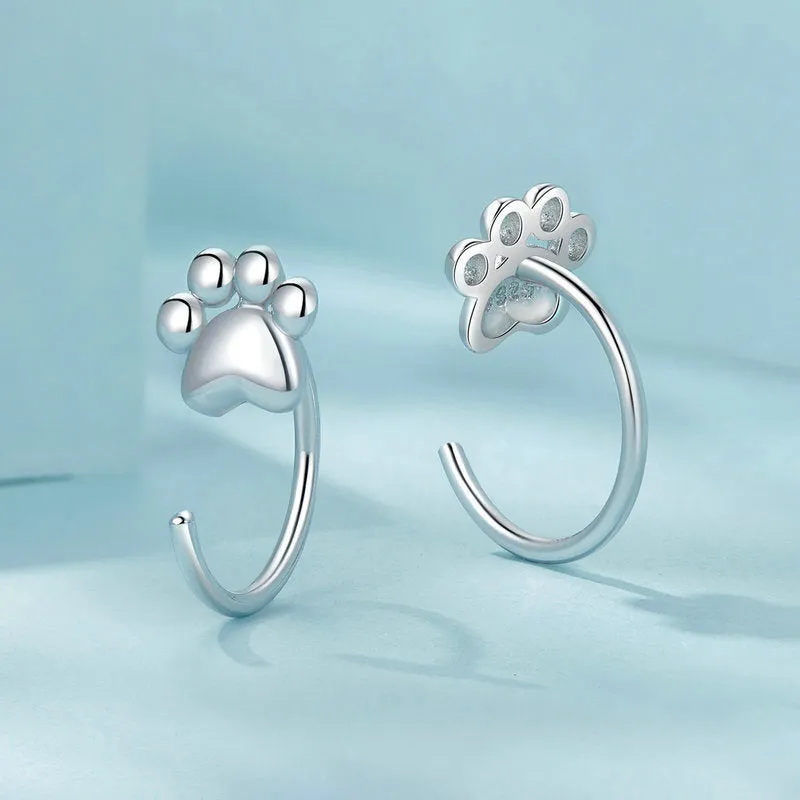 Silver Cat Paw Earrings sold by Selenichast product image thumbnail 4