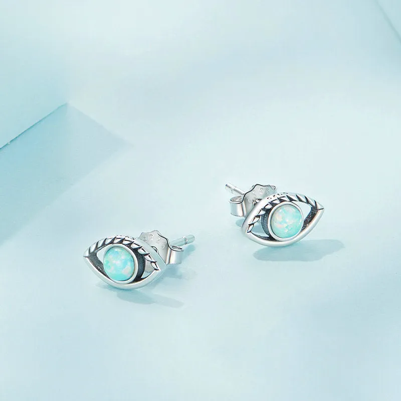Evil Eye Opal Stud Earrings sold by Selenichast product image thumbnail 3