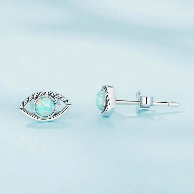 Evil Eye Opal Stud Earrings sold by Selenichast product image thumbnail 4