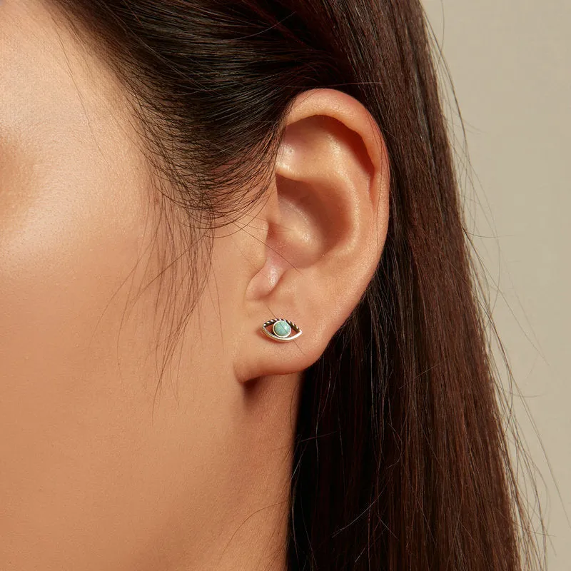Evil Eye Opal Stud Earrings sold by Selenichast product image thumbnail 2