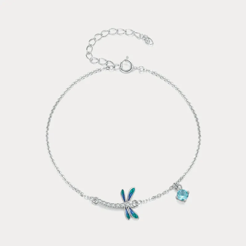 Silver Blue Dragonfly Bracelet sold by Selenichast