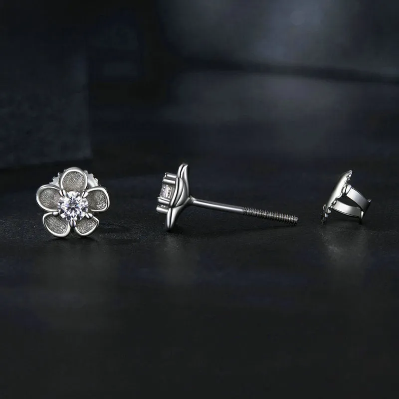 Silver Moissanite Flower Stud Earrings sold by Selenichast product image thumbnail 4