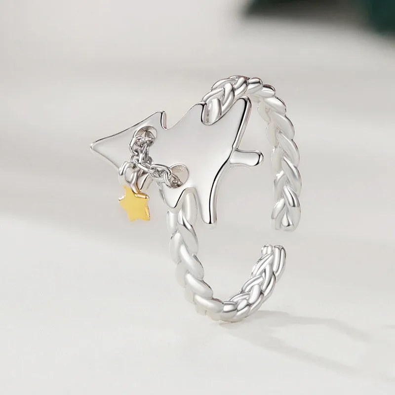 Silver Christmas Tree Star Ring sold by Selenichast product image thumbnail 4