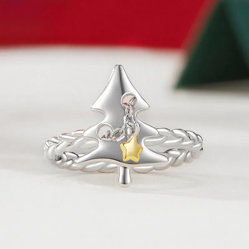Silver Christmas Tree Star Ring sold by Selenichast product image thumbnail 3