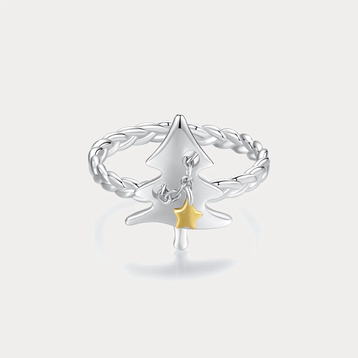Silver Christmas Tree Star Ring sold by Selenichast