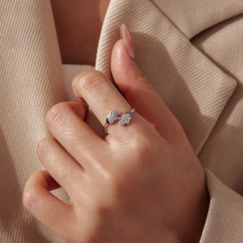 Silver Hamsa Hand Ring sold by Selenichast product image thumbnail 4