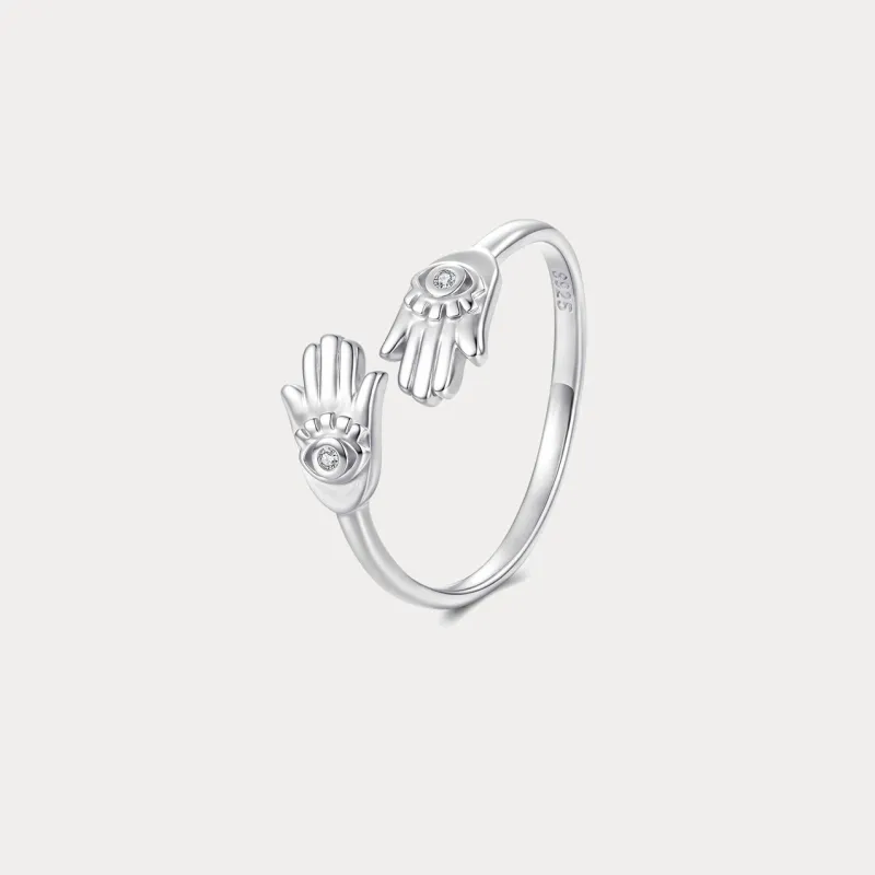 Silver Hamsa Hand Ring sold by Selenichast