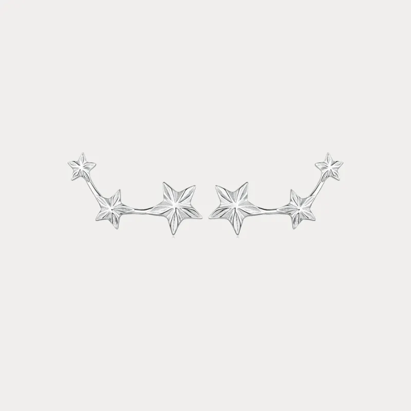 Silver Three Stars Stud Earrings sold by Selenichast